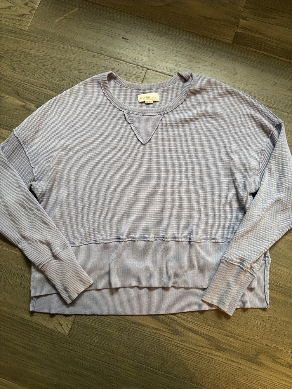 Golden by TNA | Lavender Waffle Knit Crewneck Oversized Sweatshirt Size XS